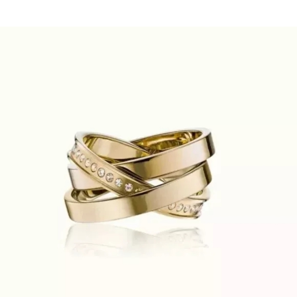Vita Fede Cassio 24K Gold Plated Swarovski Crystals Stackable Pave Ring